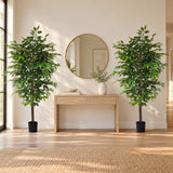 Mixed Green Bushy Artificial Ficus Tree 180cm - styled product image B