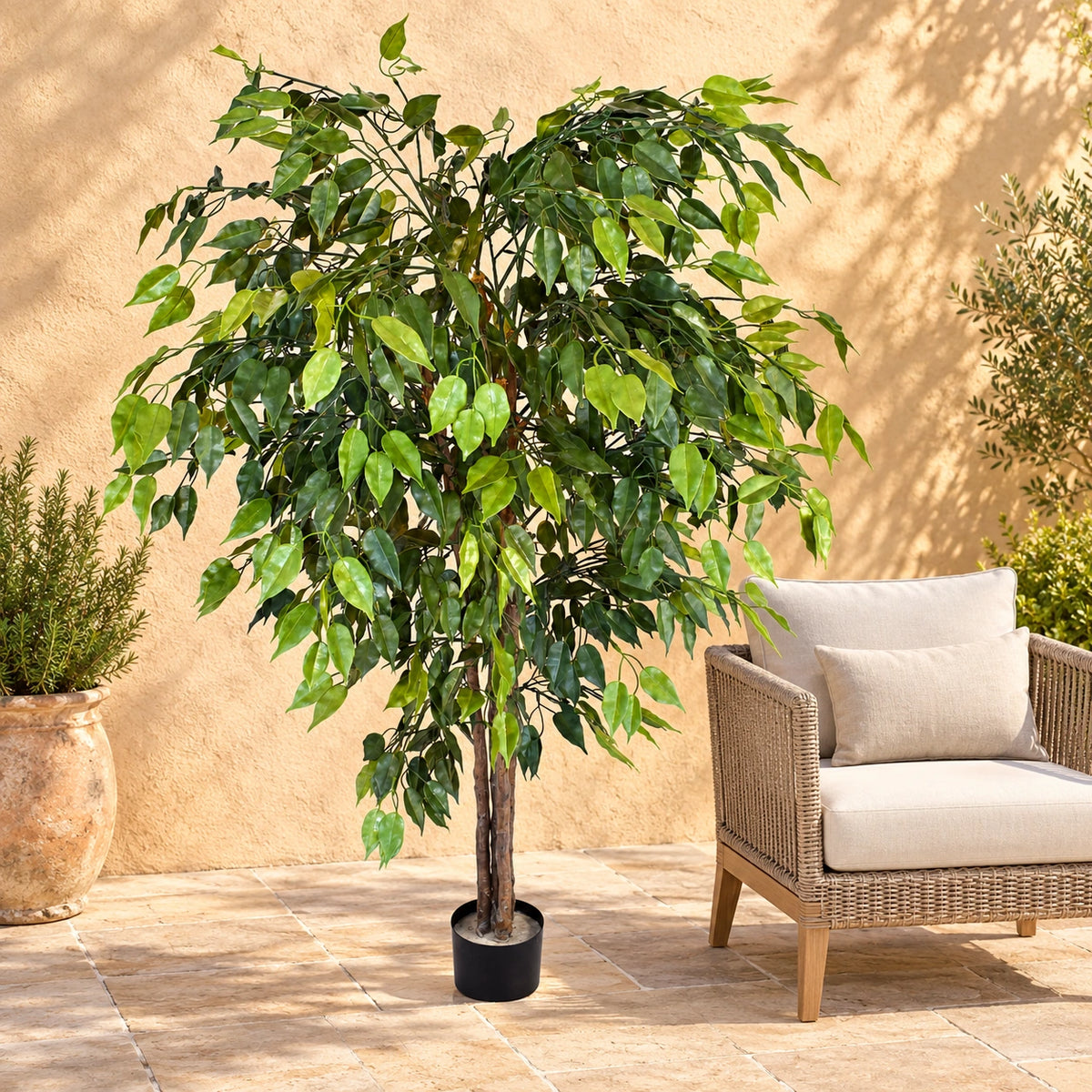 Artificial Ficus Tree 180cm Nearly Natural UV Resistant - styled product image A