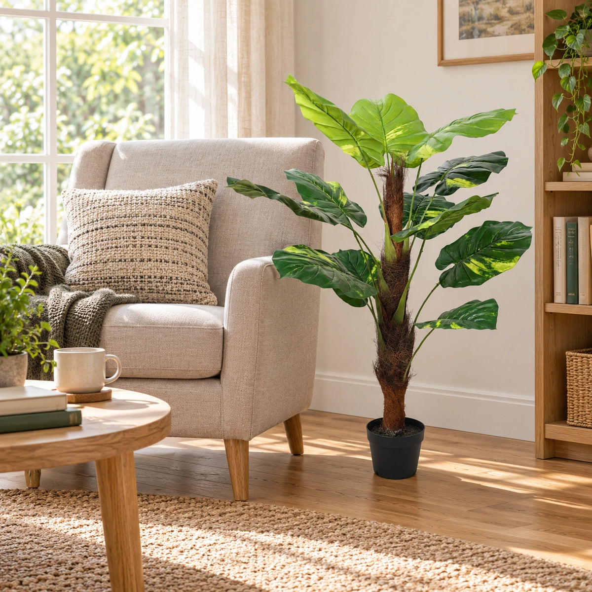 Artificial Potted Pothos Plant with Pole 100cm - styled product image A