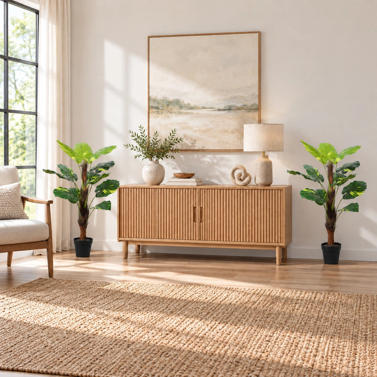 Artificial Potted Pothos Plant with Pole 100cm - styled product image B
