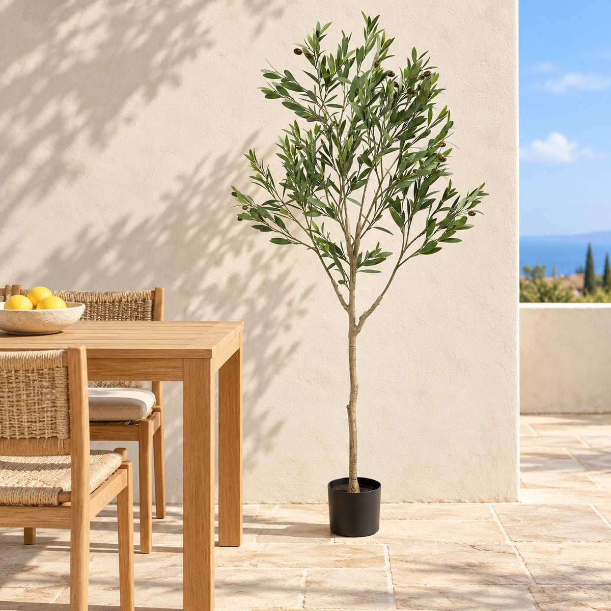 Nearly Natural Artificial Olive Tree UV Resistant 150cm - styled product image A