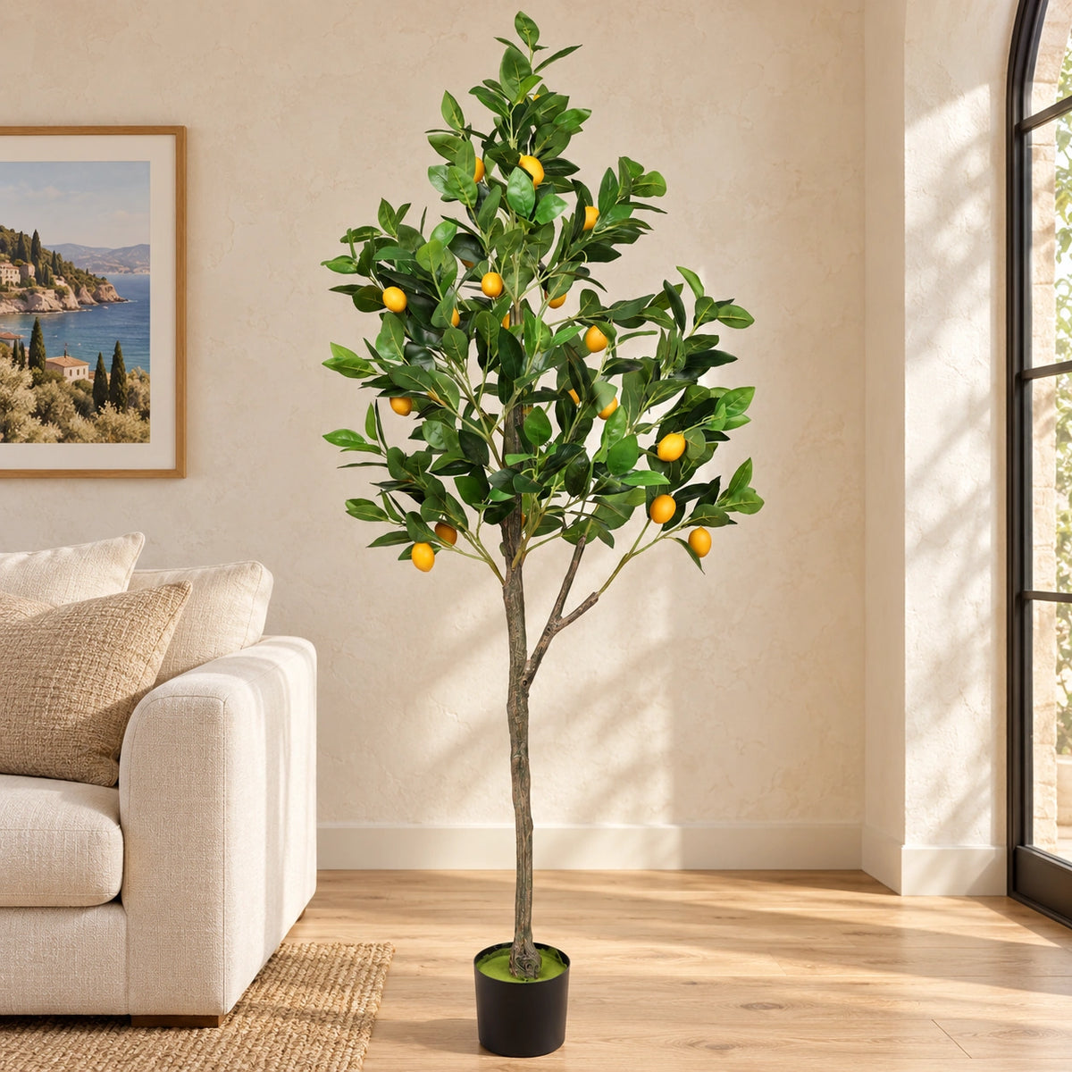 Artificial Lemon Tree (Potted) with Lemons 150cm - styled product image B