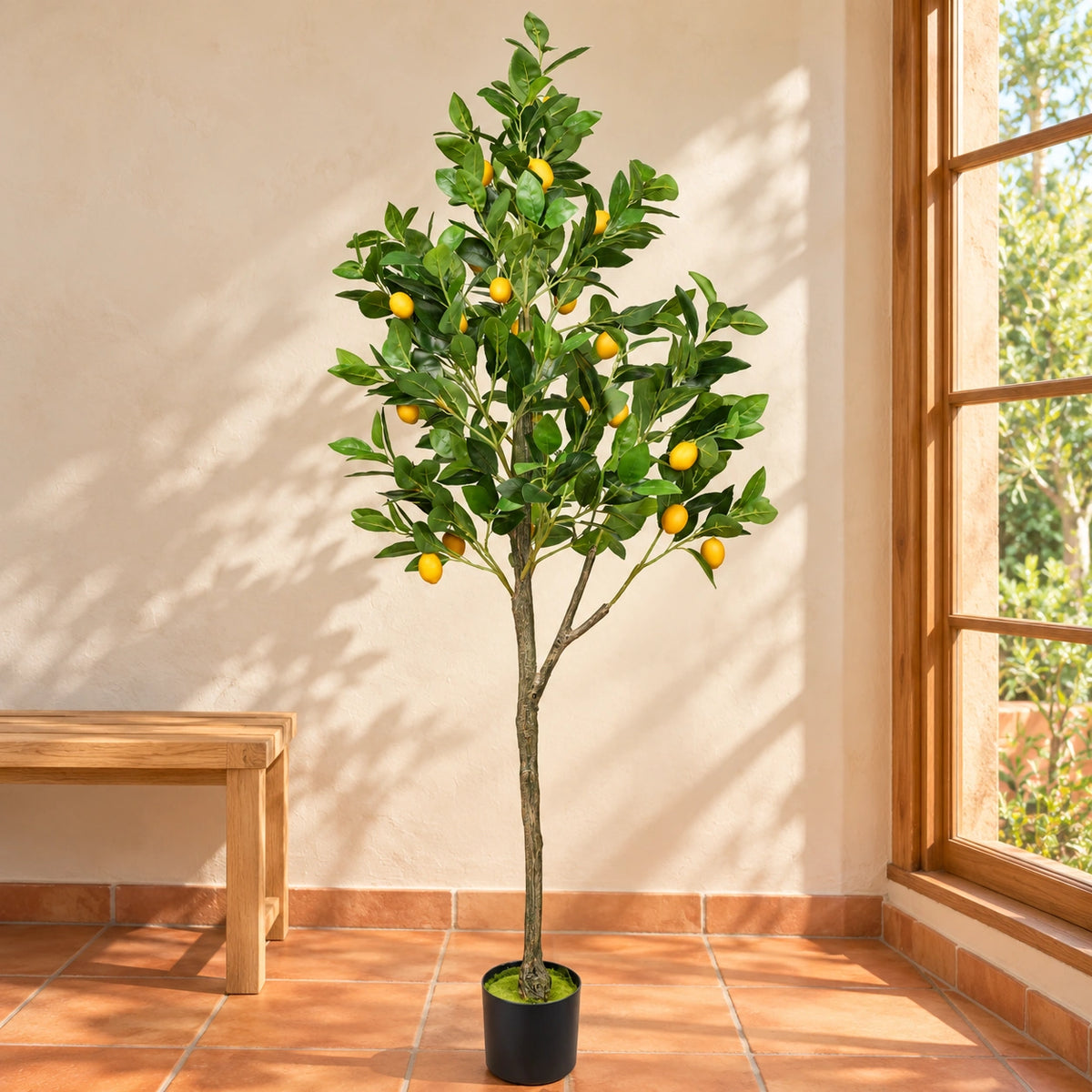 Artificial Lemon Tree (Potted) with Lemons 150cm - styled product image C
