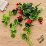 Artificial Geranium Hanging Bush with Red Flowers 60cm - styled product image A
