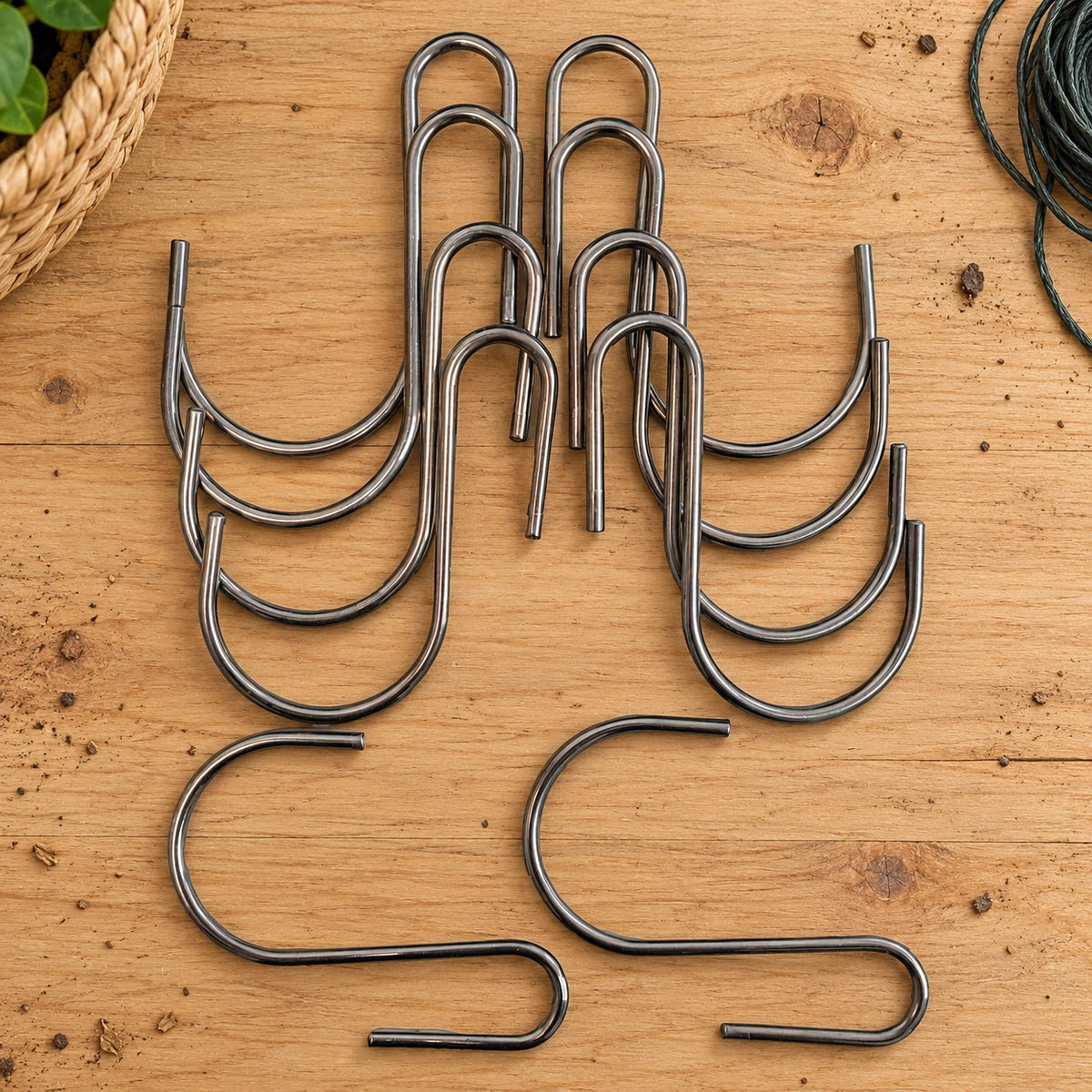 Stainless Steel Hanging Hooks 9cm x 7cm 10 Pieces - styled product image A