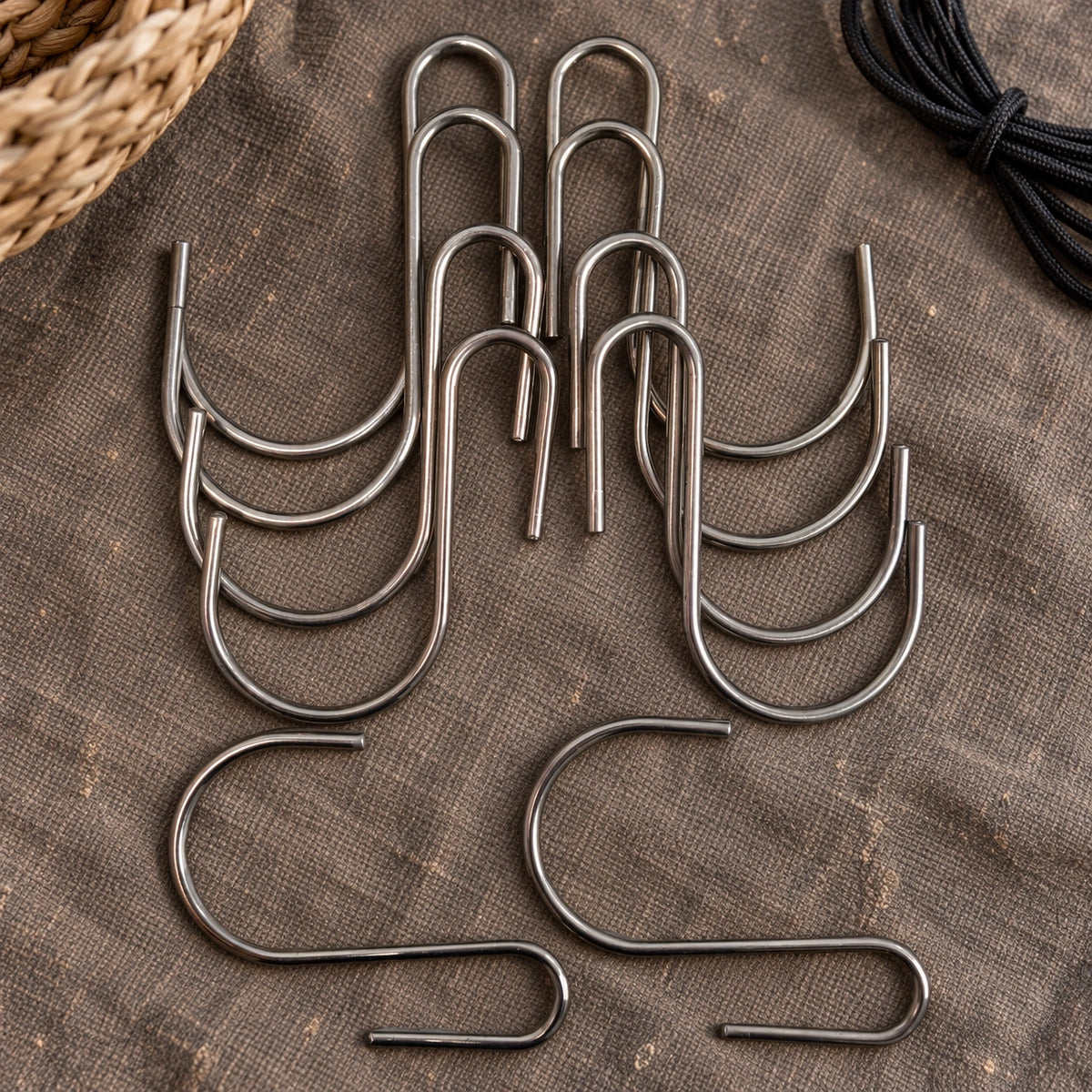 Stainless Steel Hanging Hooks 9cm x 7cm 10 Pieces - styled product image C