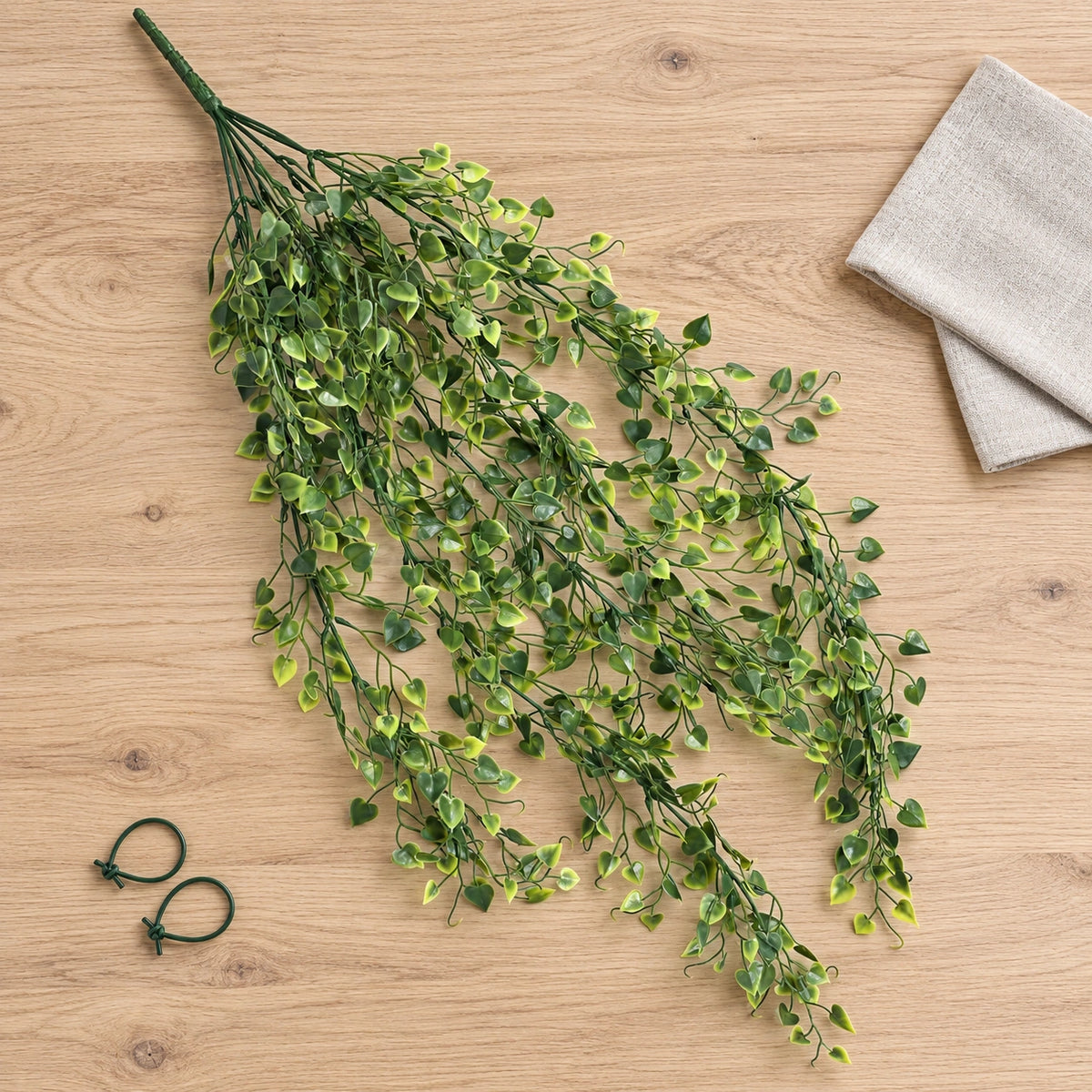 Artificial Hanging Plant (Heart Leaf) UV Resistant 90cm - styled product image A