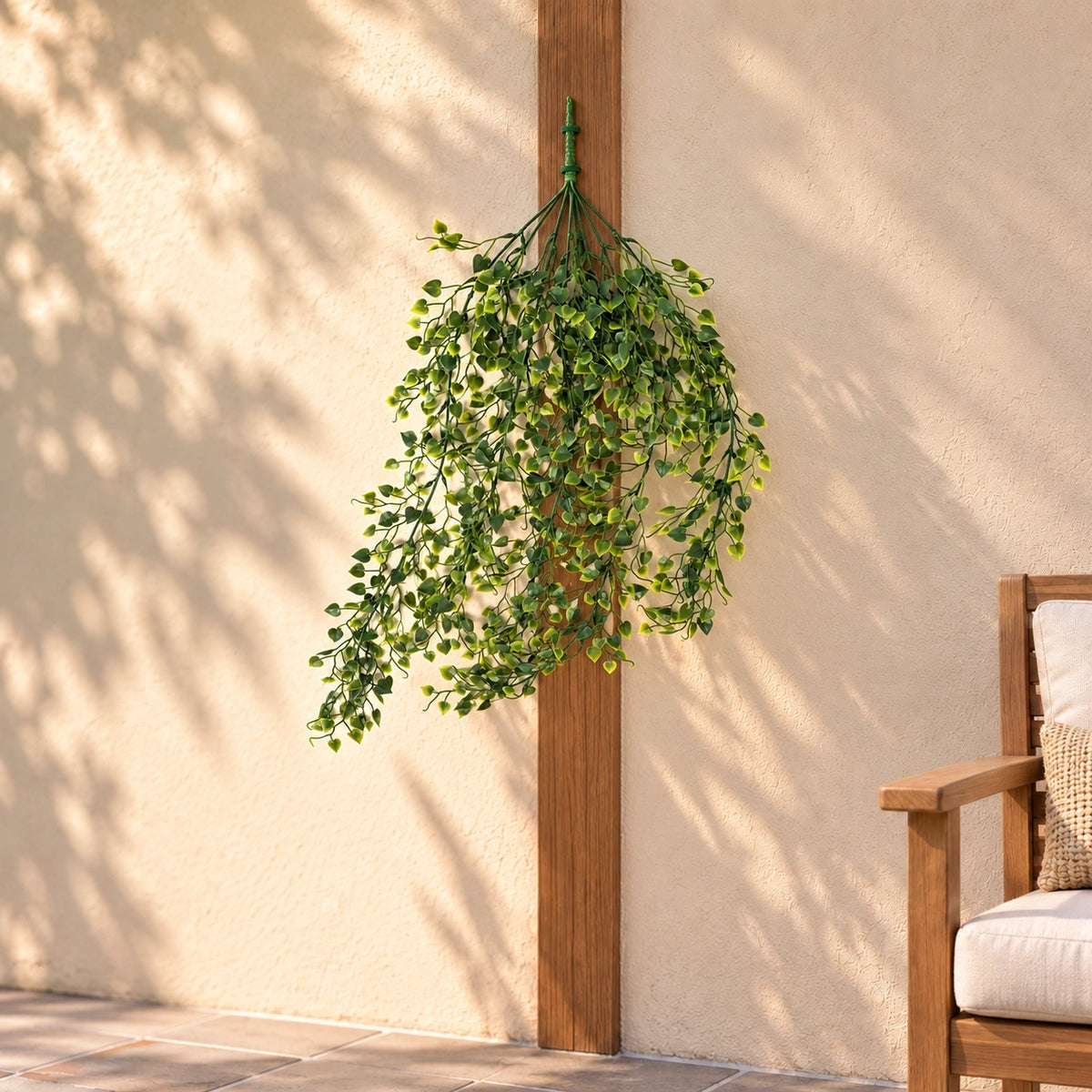 Artificial Hanging Plant (Heart Leaf) UV Resistant 90cm - styled product image B