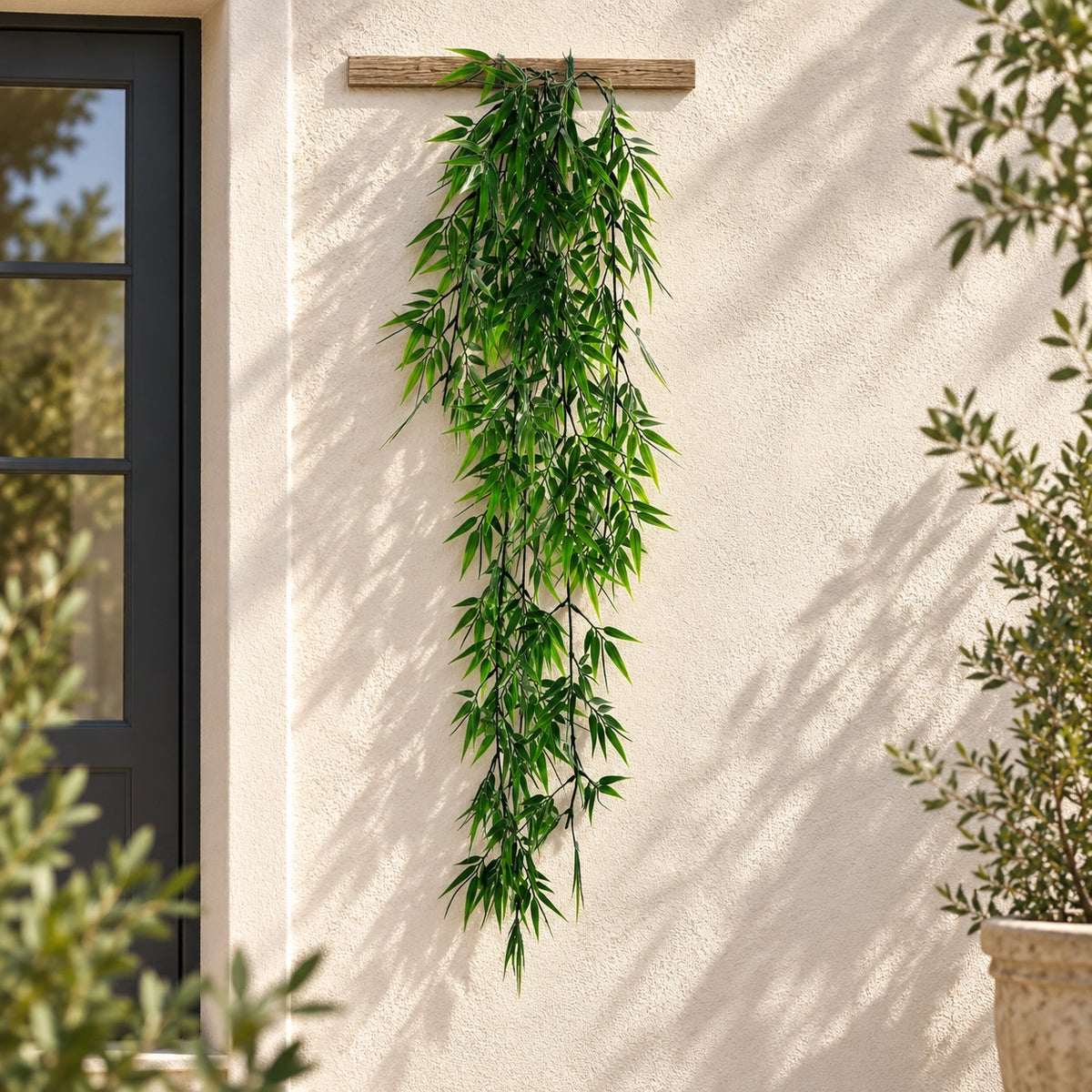 Vivid Green Hanging Artificial Ruscas Plant UV Resistant 120cm - styled product image B