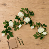 Flowering White Artificial Rose Garland 190cm - styled product image A