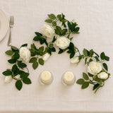 Flowering White Artificial Rose Garland 190cm - styled product image B