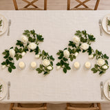 Flowering White Artificial Rose Garland 190cm - styled product image C