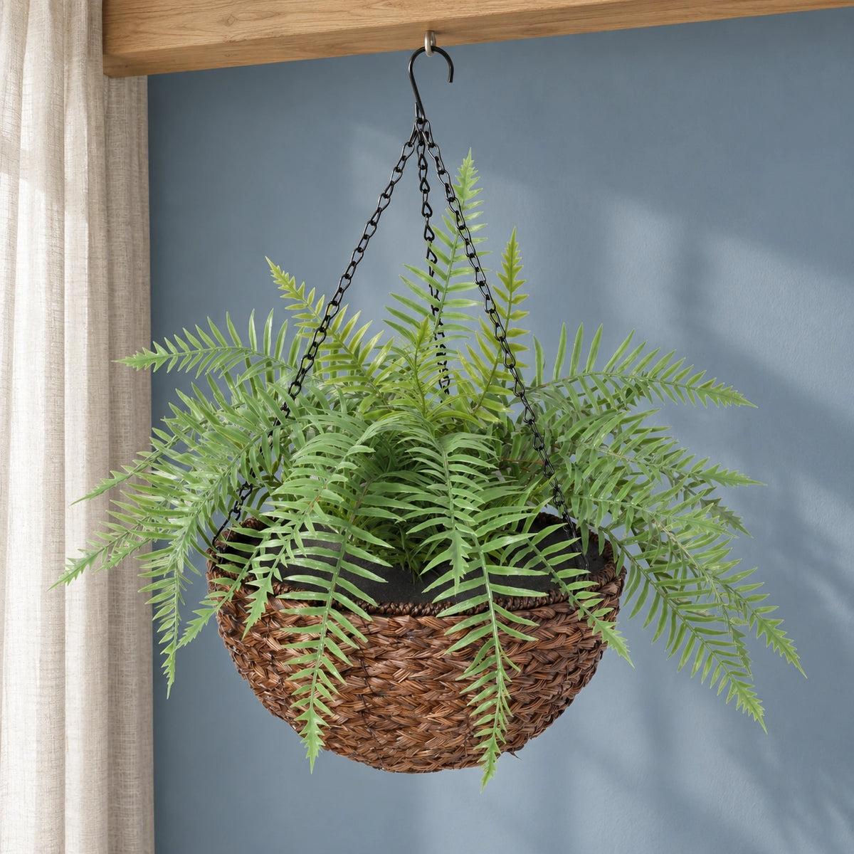Large Artificial Hanging Basket (Fern Hanging Basket) UV Resistant - styled product image A