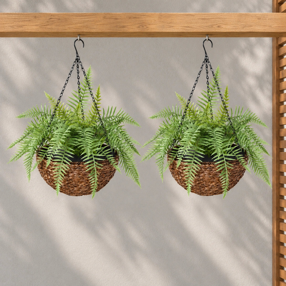 Large Artificial Hanging Basket (Fern Hanging Basket) UV Resistant - styled product image B