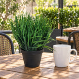 Potted Ornamental Artificial Mondo Dense Green Grass UV Resistant 30cm - styled product image A