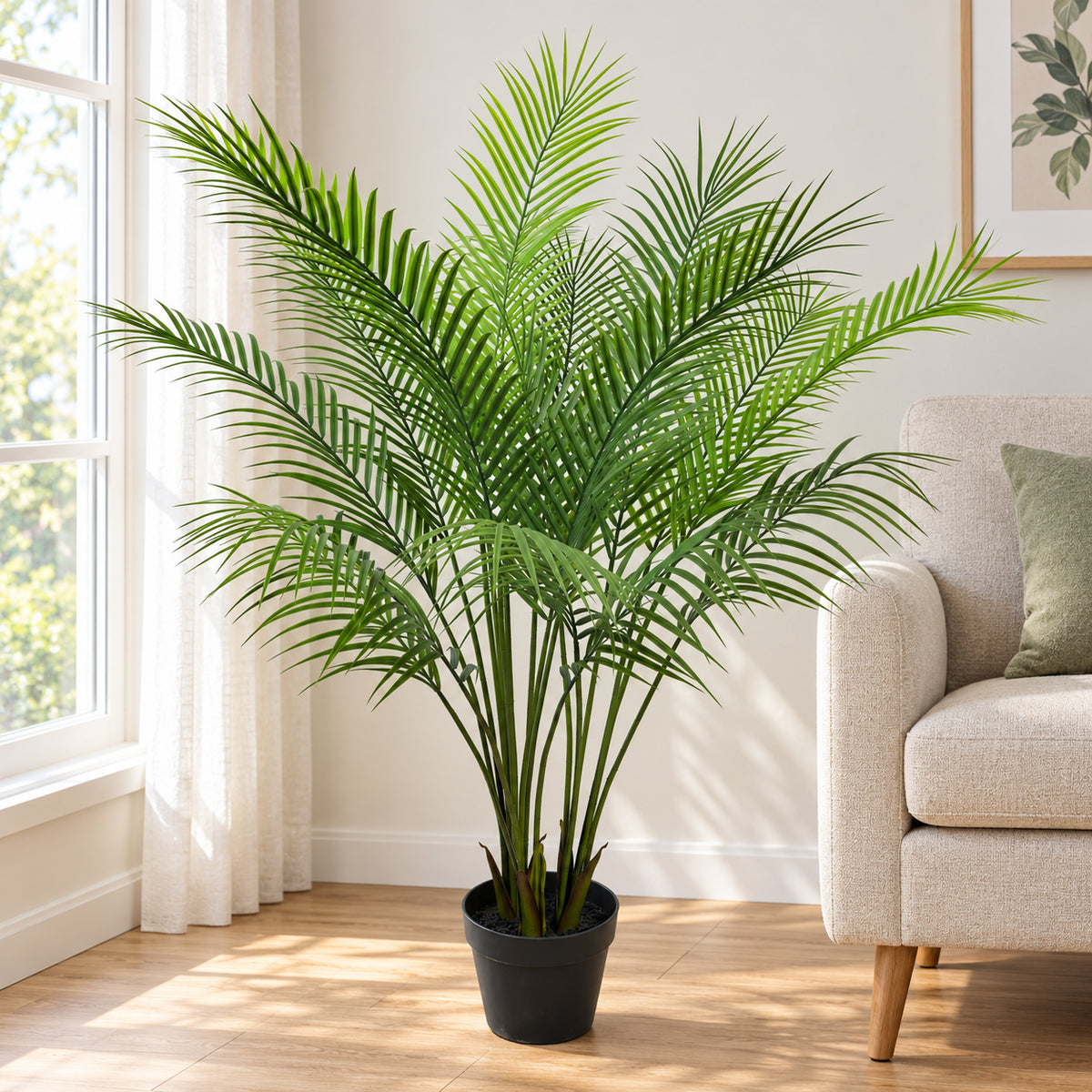 Nearly Natural Sweeping Artificial Modern Bushy Areca Fern Tree 120cm - styled product image A