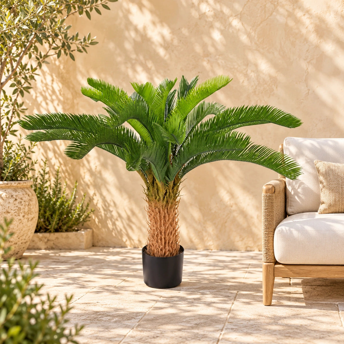 Premium Artificial Cycas / Cycad Palm Tree 105cm UV Resistant - styled product image A