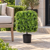 Premium Potted Artificial Square Topiary Plant 55cm UV Resistant - styled product image A