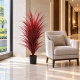 Burgundy Potted Artificial Long Grass (Yucca Grass) 115cm UV Resistant - styled product image B