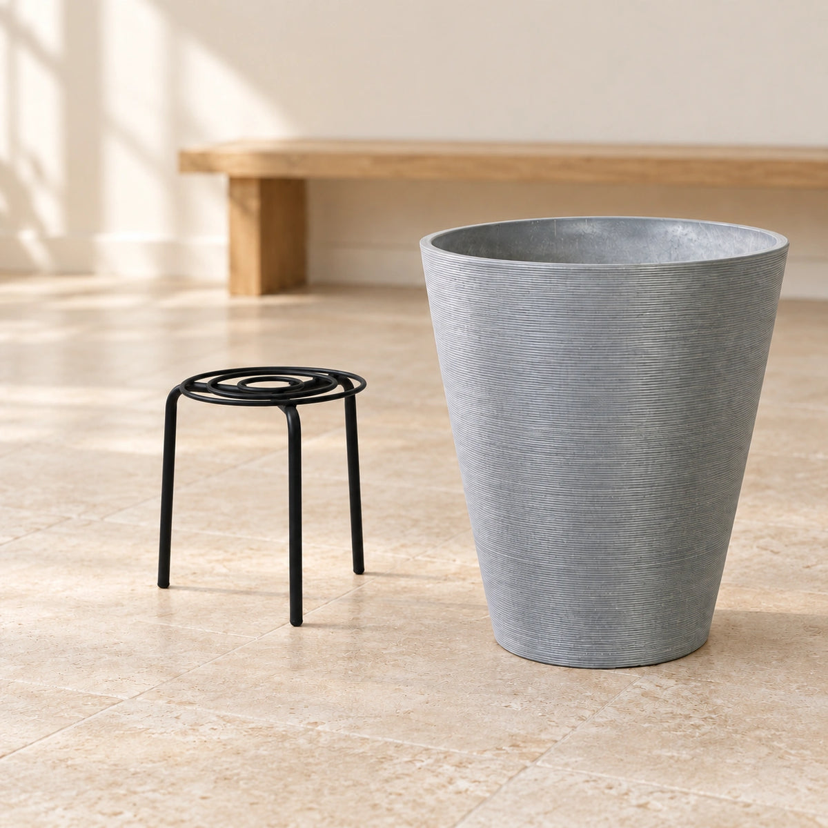 Durable Circular Metal Plant Pot Riser Insert for Decorative Planters 26cm - styled product image C