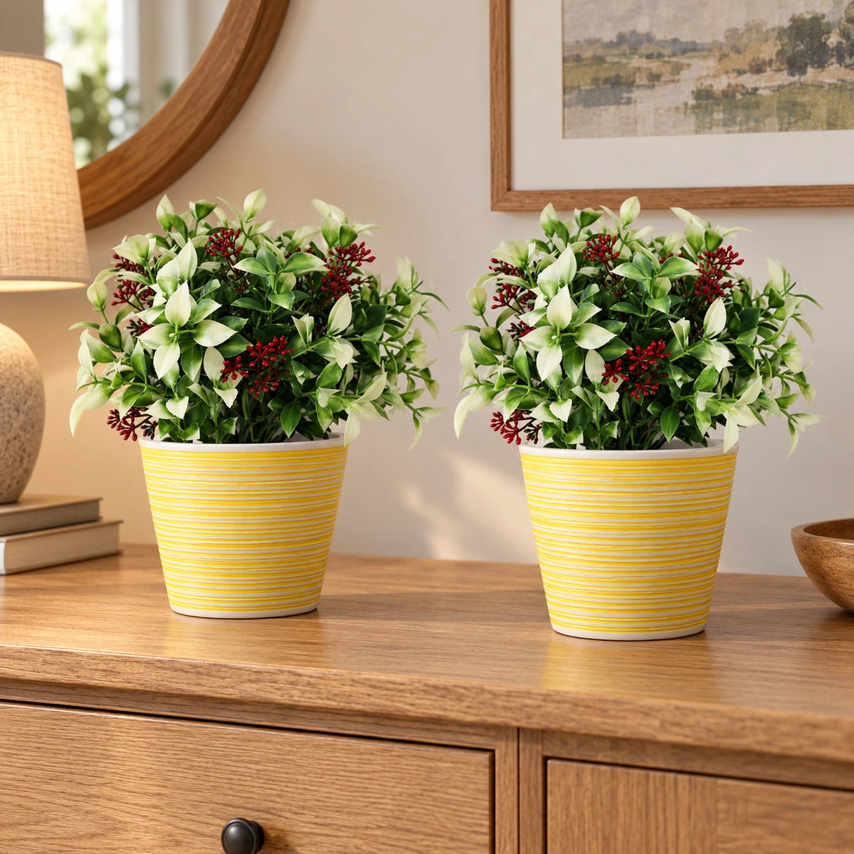 Artificial Flowering Holly Plant Stem UV Resistant 26cm - styled product image B