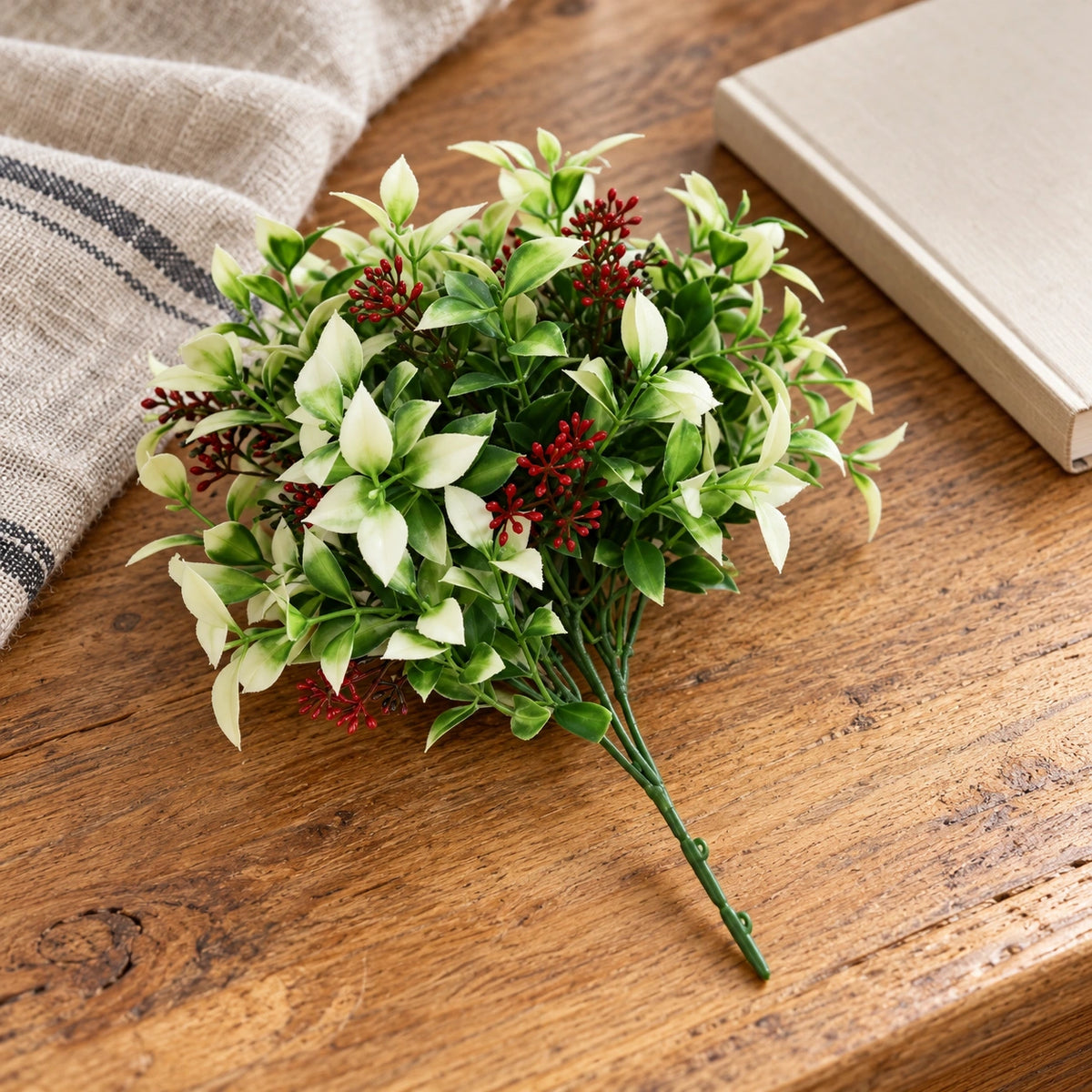 Artificial Flowering Holly Plant Stem UV Resistant 26cm - styled product image C