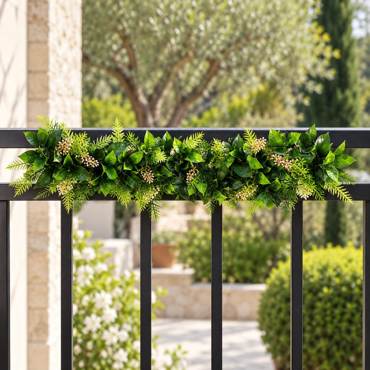 Artificial Extendable Hanging Flowering Cedar Vine UV Resistant 55cm - styled product image B