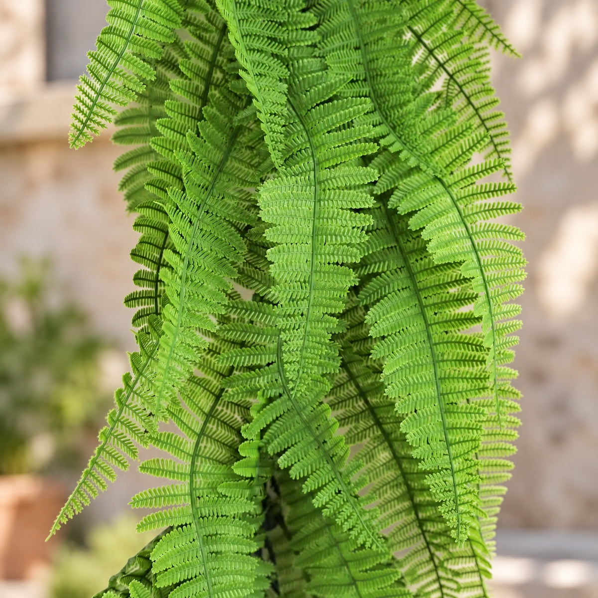 Artificial Extendable Hanging Bright Green Hanging Fern Bush Vine UV Resistant 55cm - styled product image C