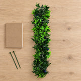 Artificial Extendable Hanging Bright Green Ivy Bush with Purple Flowers 55cm UV Resistant - styled product image A