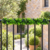 Artificial Extendable Hanging Bright Green Ivy Bush with Purple Flowers 55cm UV Resistant - styled product image C
