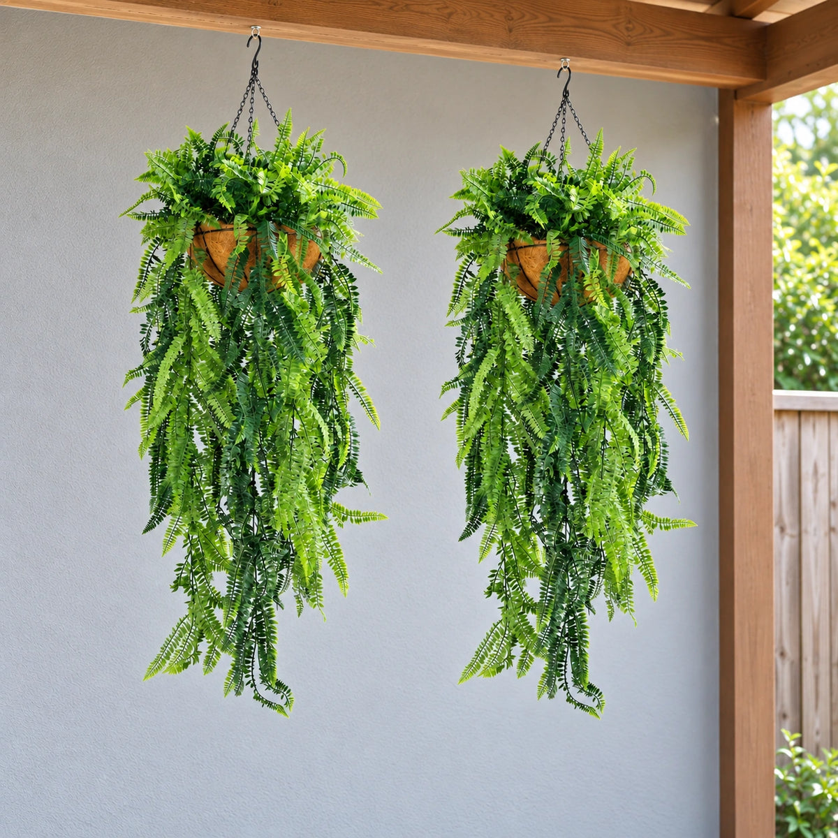 Artificial Hanging Fern Basket UV Resistant 45cm x 125cm - styled product image B