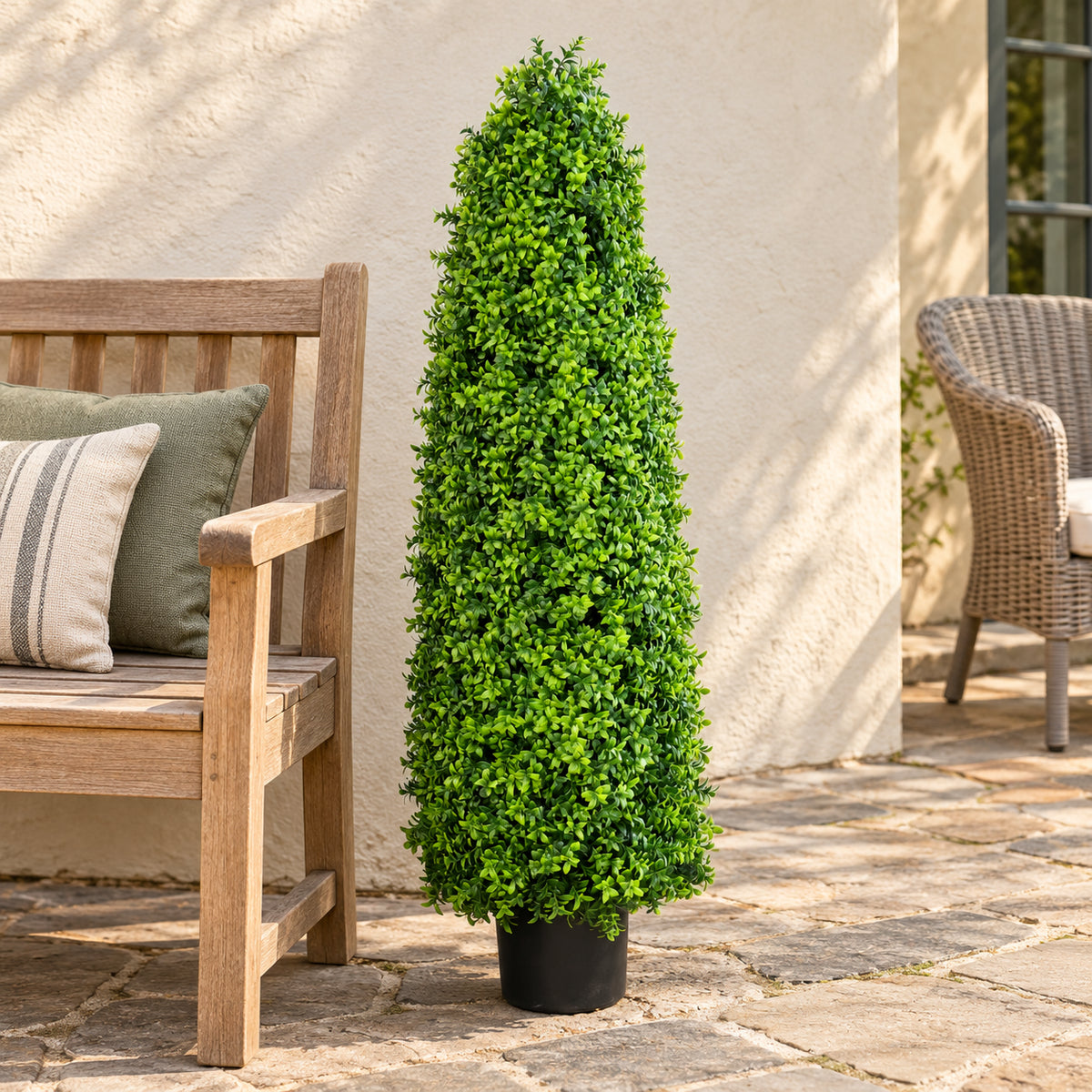 Premium Artificial 120cm Bright Buxus Tree UV Resistant - styled product image A