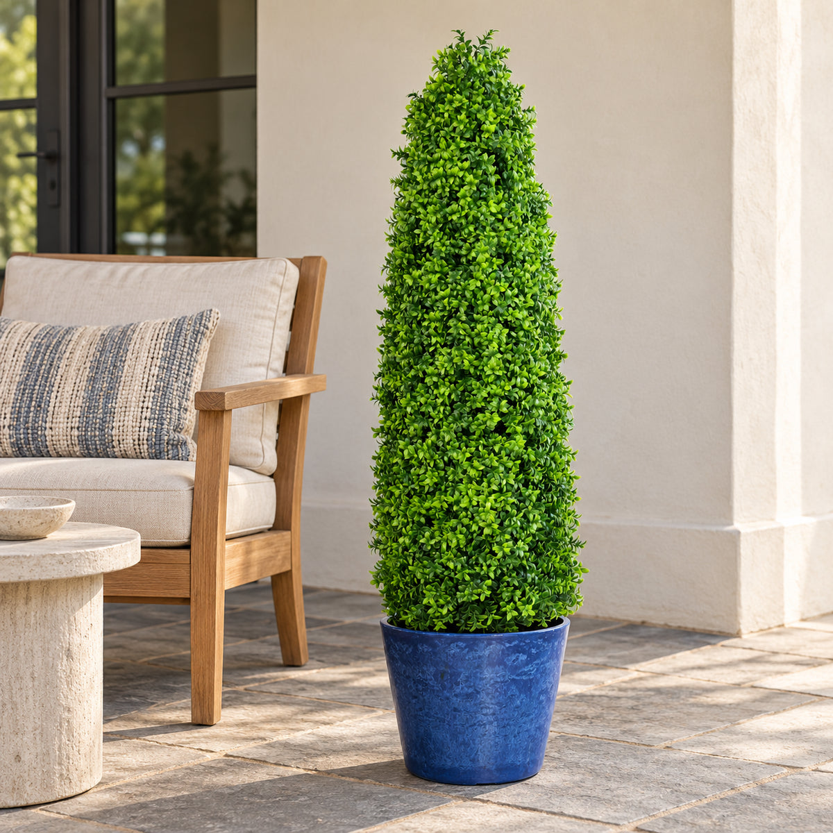 Premium Artificial 120cm Bright Buxus Tree UV Resistant - styled product image C