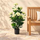 Premium Artificial Flowering White Hydrangea Tree 90cm UV Resistant - styled product image A