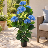 Premium Artificial Flowering Blue Hydrangea Tree 90cm UV Resistant - styled product image A