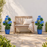 Premium Artificial Flowering Blue Hydrangea Tree 90cm UV Resistant - styled product image C