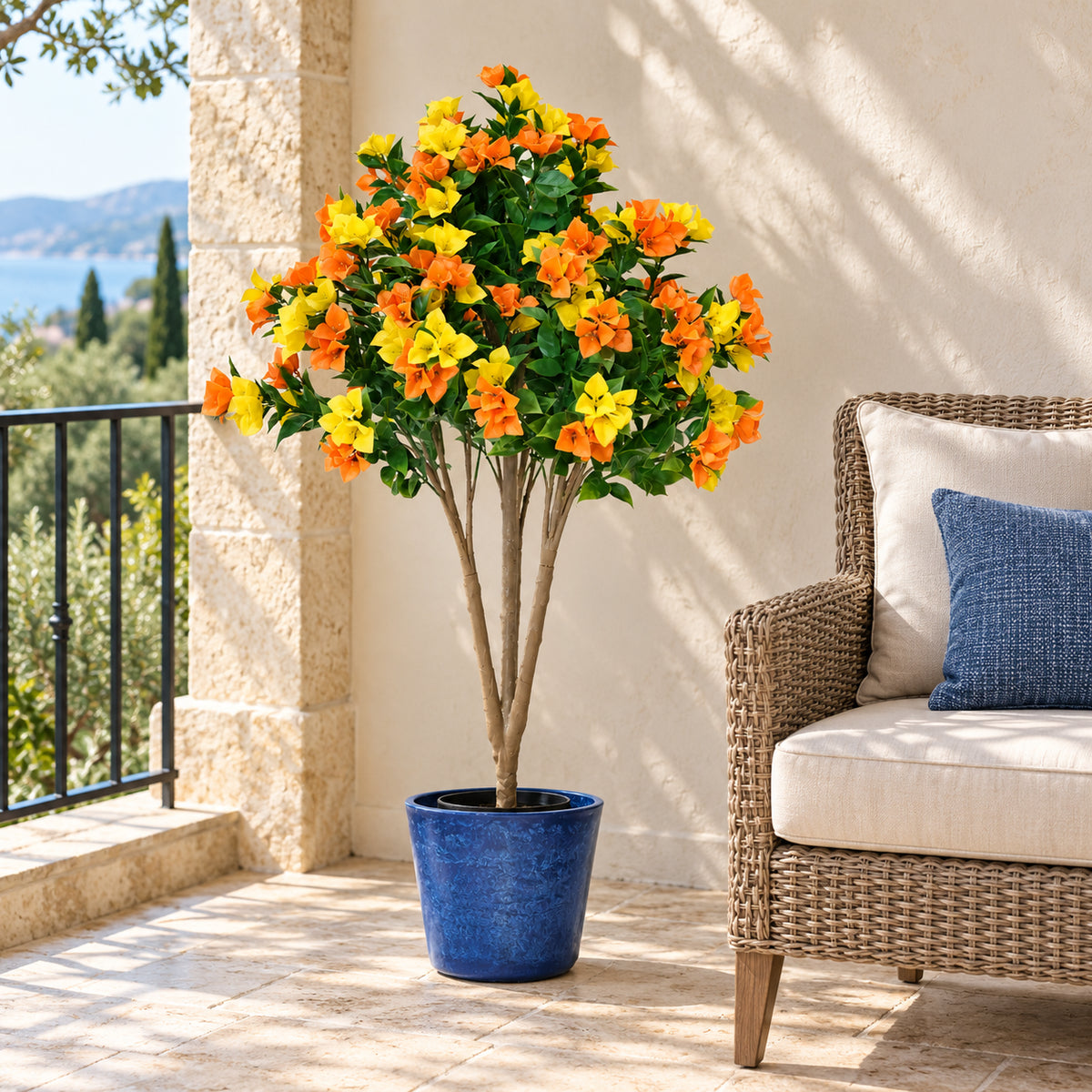 Flowering Yellow and Orange Bougainvillea Tree 120cm UV Resistant - styled product image C