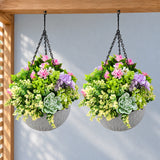Hanging Artificial Succulent Basket 36cm UV Resistant - styled product image B