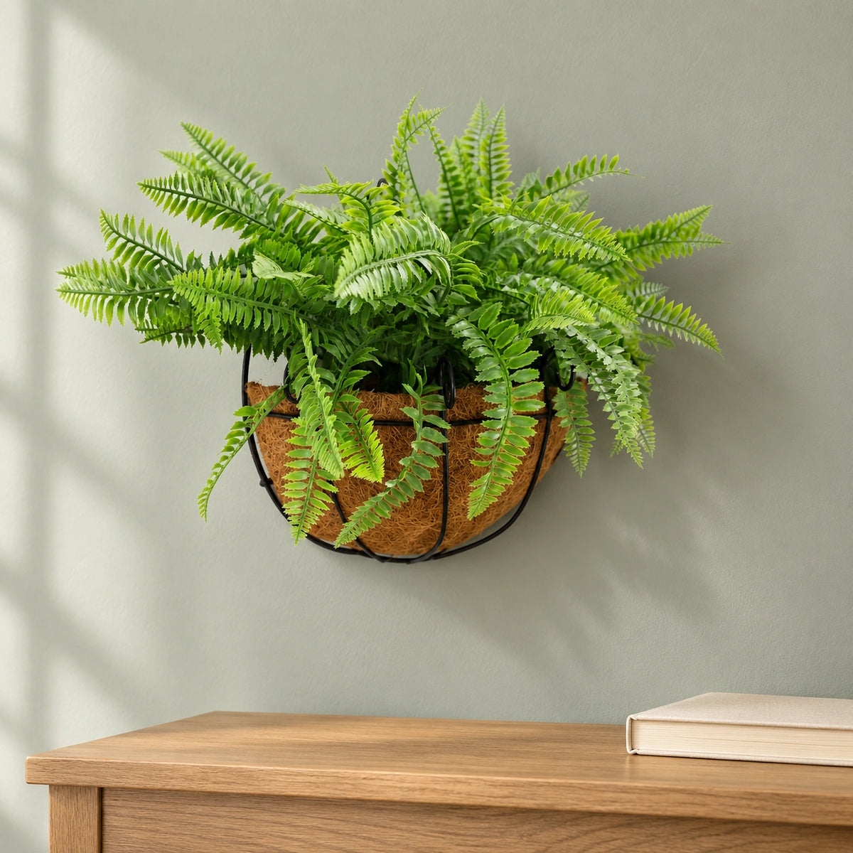 Artificial Hanging Fern Basket 30cm x 40cm Long UV Resistant - styled product image C