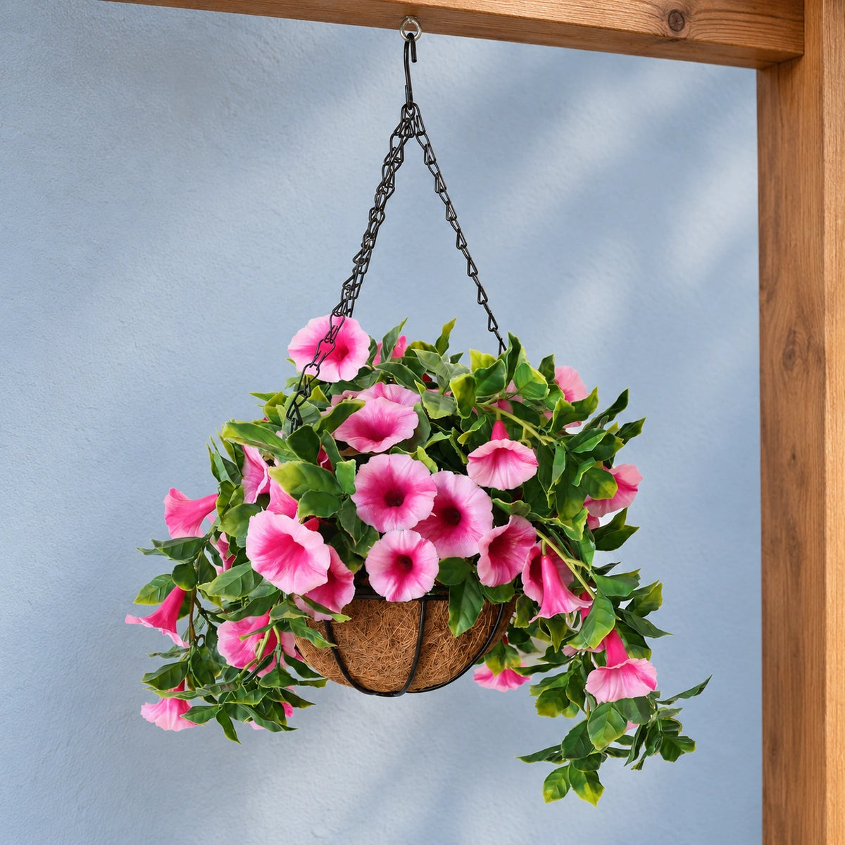 Artificial Petunia Hanging Basket UV Resistant 54cm - styled product image A