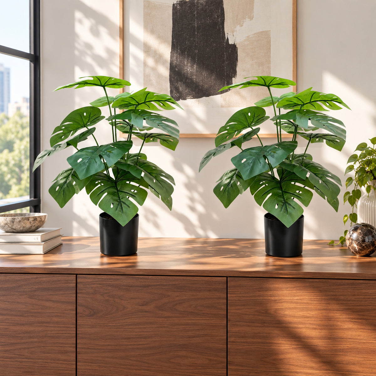 Artificial Potted Split Philodendron (Monstera) 50cm - styled product image B