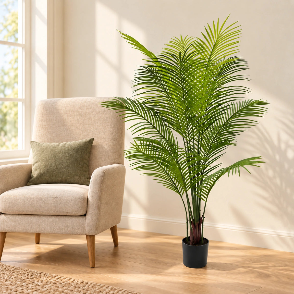 Premium Dense Artificial Areca Palm Tree 120cm - styled product image A