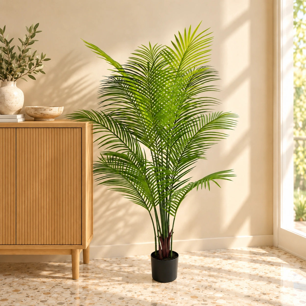 Premium Dense Artificial Areca Palm Tree 120cm - styled product image B