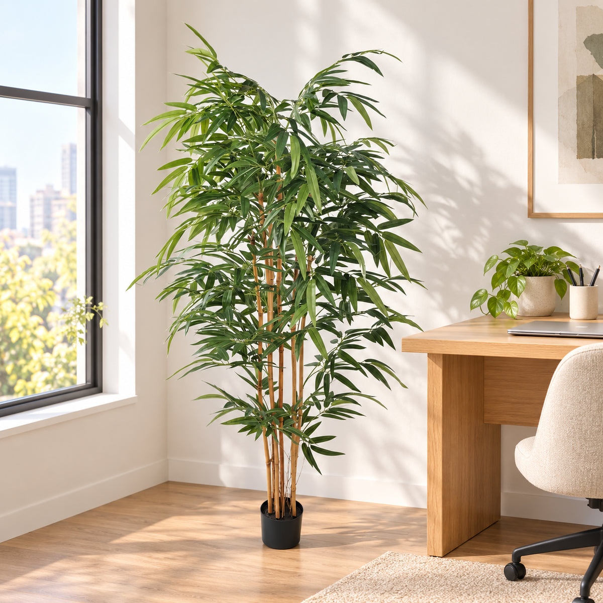 Premium Artificial Bamboo Plant With Natural Canes 180cm - styled product image A