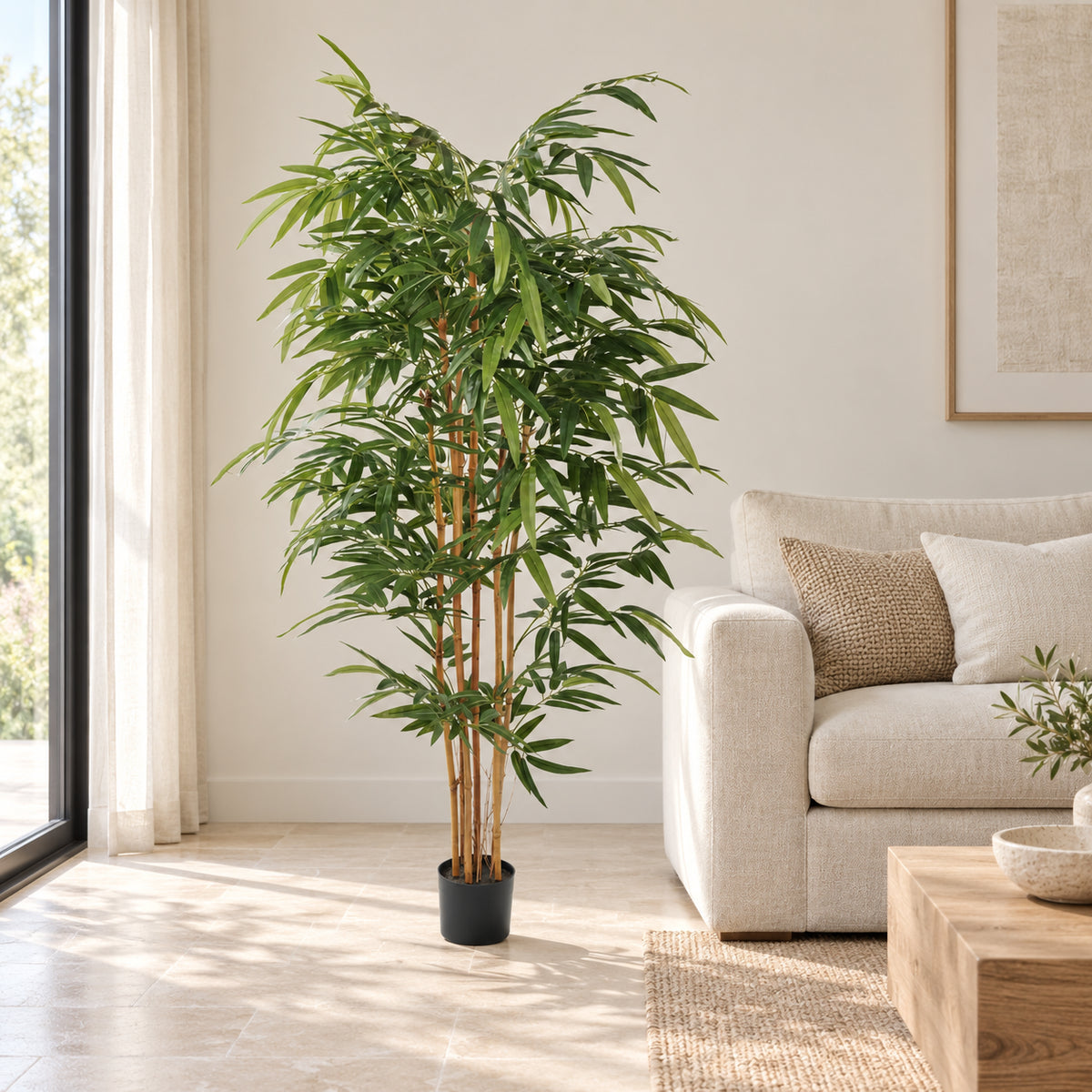 Premium Artificial Bamboo Plant With Natural Canes 180cm - styled product image B