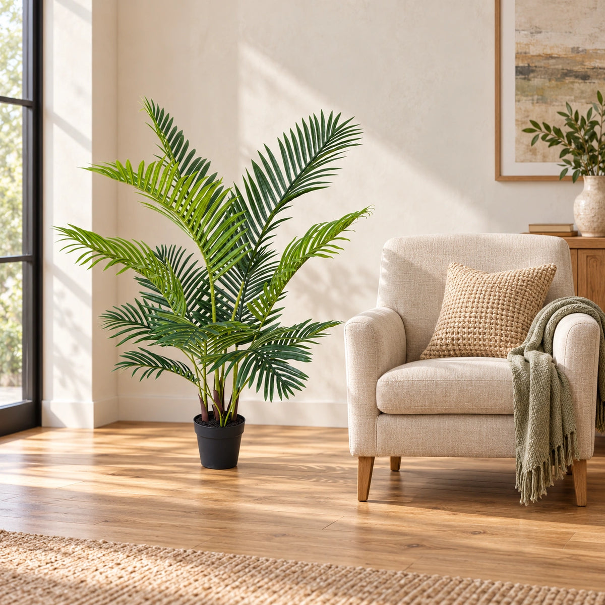 Artificial Potted Areca Palm Tree 120cm - styled product image A