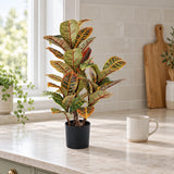 Artificial Potted Flaming Zebra (Codiaeum variegatum / crotons) 55cm - styled product image A