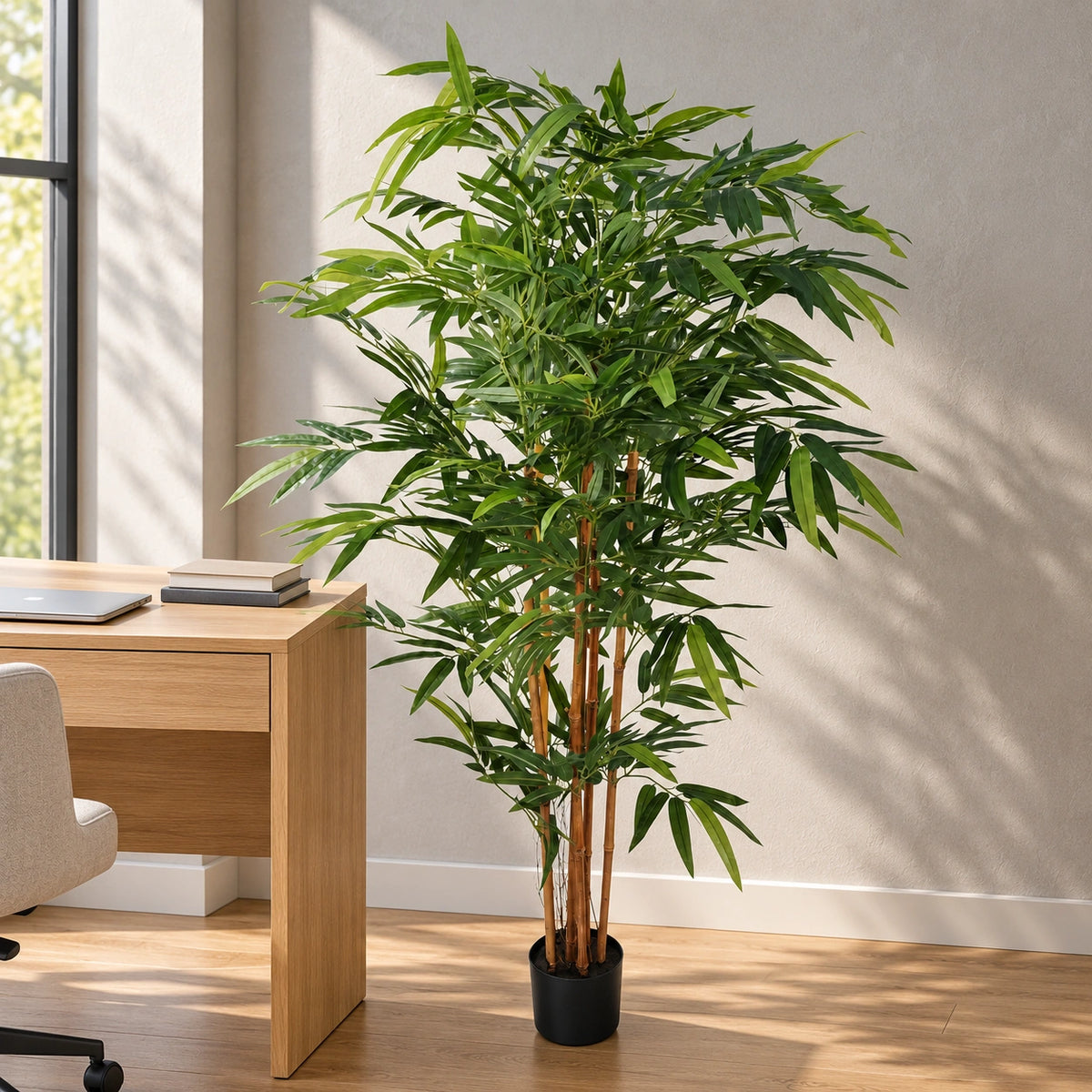 Premium Two-tone Green Artificial Bamboo Plant 150cm - styled product image B