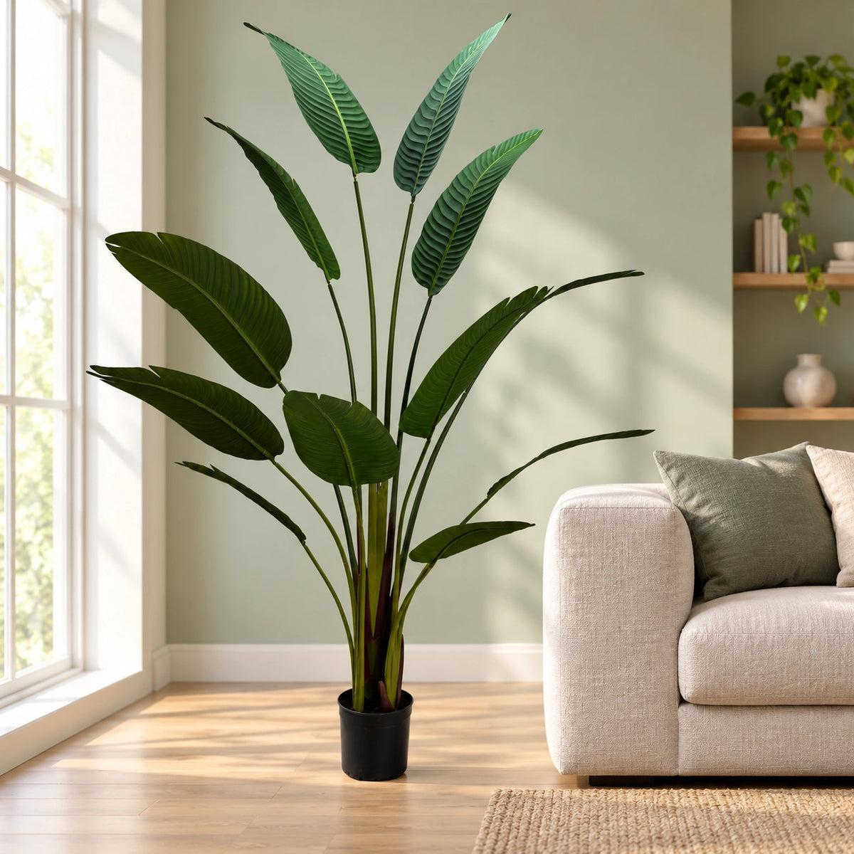 Grand Artificial Potted Travellers Palm (Banana Palm Tree) 180cm - styled product image C