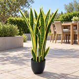 Artificial Mother in Law Tongue / Yellow Tongue Sansevieria UV Resistant 60CM - styled product image A